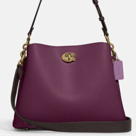 Coach Willow Bucket Bag Deep Berry Leather - Picture 1 of 16
